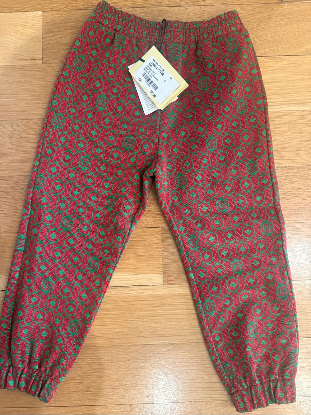 Gucci Red and Green GG Jacquard Knit Joggers- KIDS